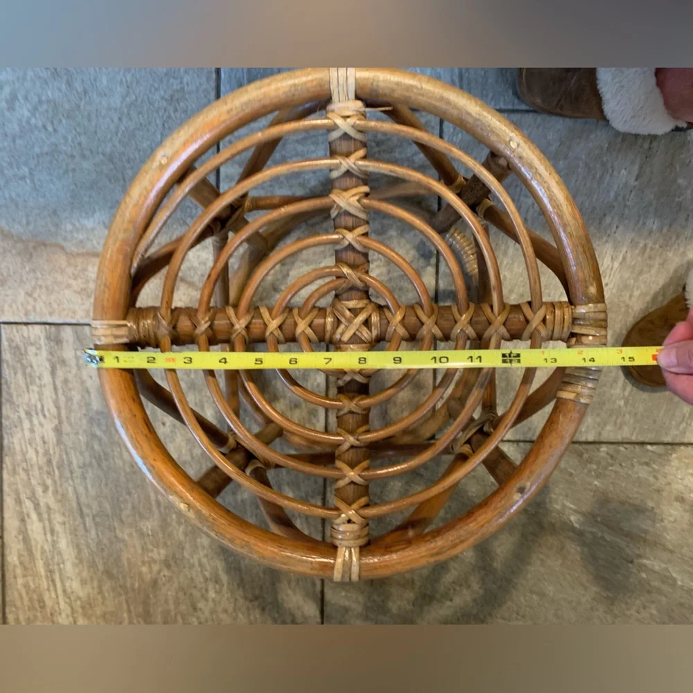 VINTAGE RATTAN STOOL | Side Table. Plant Stand. - Picture 4 of 5